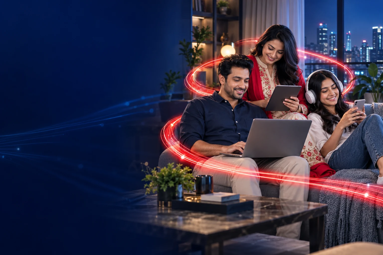 A family enjoying connected time at home